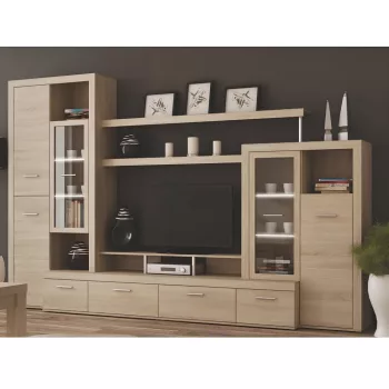   Nappali sor LED világítással, sonoma tölgyfa, ATLANTIS NEW
