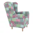 Füles fotel, szövet patchwork, CHARLOT