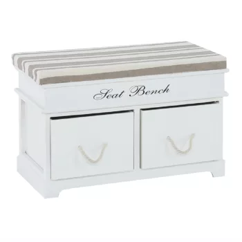   Lóca párnával, 2 fiók, fehér/világosbarna, SEAT BENCH 1 NEW