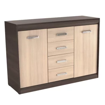 Komód, DTD/MDF, tölgy világos/tölgy sötét, KORINA