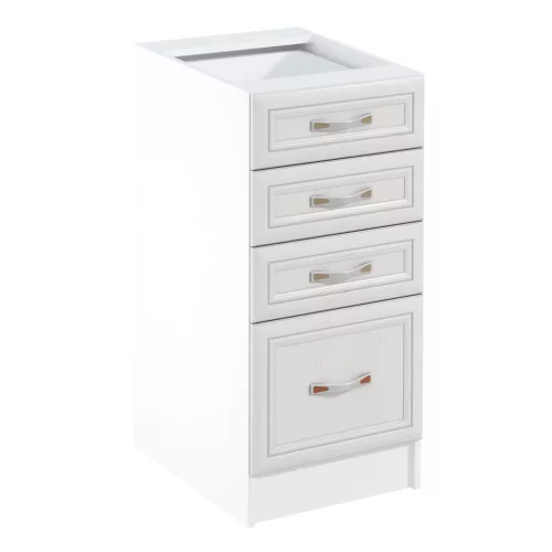 Alsószekrény D40S4 fiókokkal, fehér/sosna Andersen, SICILIA