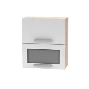   Billenő felsőszekrény üveggel 2DV, tölgy sonoma/fehér, NOVA PLUS NOPL-009-OH