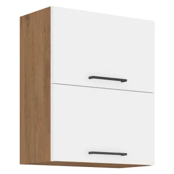   Felső szekrény, lancelot tölgy / fehér extra magas fényű HG, VEGA 60 GU-72 2F