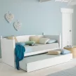 Ágy pótággyal, tűnyalábos fenyőfa, fehér, 90x200, GLAMIS