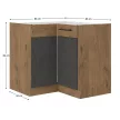 Alsó sarokszekrény, szürke matt/tölgy lancelot, VEGA 90x90 DN 1F BB