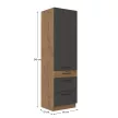 Magas szekrény, tölgy lancelot/szürke matt, VEGA 60 DKS-210 3S 1F