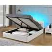 Modern francia ágy RGB LED világítással, fehér, 180x200, JADA NEW