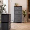 Komód szövet fiókokkal, fekete/sötétszürke, PALMERA TYP 2