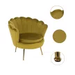 Fotel Art-deco stílusban, mustár színű Velvet anyag/gold chróm-arany, NOBLIN