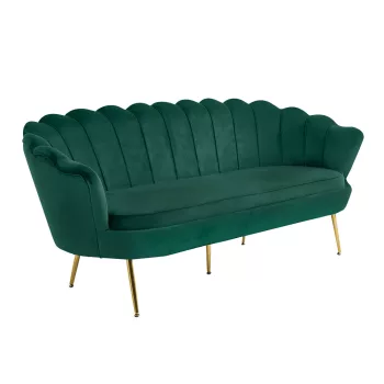   Luxus heverő, 3-as ülés, smaragd Velvet szövet/króm arany, Art-deco stílus, NOBLIN