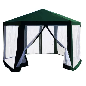   Kerti pavilon sátor, 3,9x2,5x3,9m, zöld/fehér, RINGE TYP 1+6 oldal