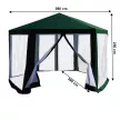 Kerti pavilon sátor, 3,9x2,5x3,9m, zöld/fehér, RINGE TYP 1+6 oldal