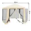Kerti pavilon sátor, 3,9x2,5x3,9m, bézs/fekete, RINGE TYP 2+6 oldal