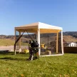 Kerti pavilon sátor, 3,9x2,5x3,9m, bézs/fekete, RINGE TYP 2+6 oldal