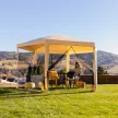 Kerti pavilon sátor, 3,9x2,5x3,9m, bézs/fekete, RINGE TYP 2+6 oldal