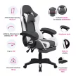 Irodai/gamer szék RGB LED világítással, fekete/fehér, JOVELA