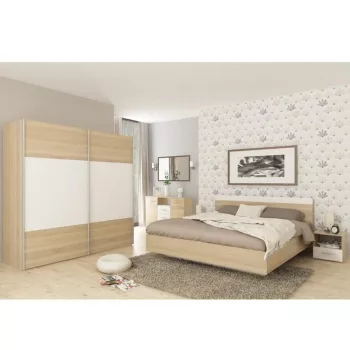   Hálószoba garnitúra (ágy 160x200 cm), tölgy sonoma/fehér, GABRIELA NEW