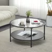 Dohányzóasztal, fekete/üveg/fém, PARLAN