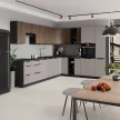 Alsó sarokszekrény, okapi dió/fekete, MENZO 90x90 DN 2F BB