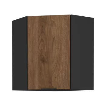   Felső sarokszekrény okapi dió/fekete, MENZO 60x60 GN-72 1F