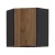 Felső sarokszekrény okapi dió/fekete, MENZO 60x60 GN-72 1F