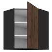 Felső sarokszekrény okapi dió/fekete, MENZO 60x60 GN-72 1F