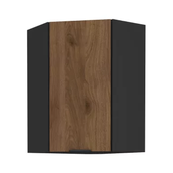   Felső sarokszekrény okapi dió/fekete, MENZO 60x60 GN-90 1F