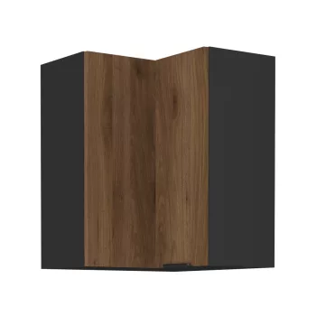   Felső sarokszekrény okapi dió/fekete, MENZO 60x60 GN-72 2F