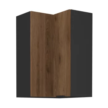   Felső sarokszekrény okapi dió/fekete, MENZO 60x60 GN-90 2F