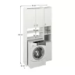 Szekrény mosógép fölé polcokkal, fehér, MIRALI