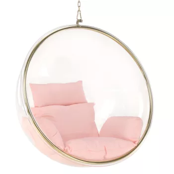   Függő fotel, átlátszó/arany/rózsaszín, BUBBLE NEW TYP 1
