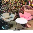 Függő fotel állvánnyal, átlátszó/ezüst/szürke, BUBBLE NEW TYP 2