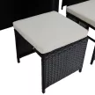 Kerti rattan szett, akácfa, fekete/krémszínű/természetes, MELFORD
