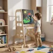 Montessori tanulótorony 3 az 1-ben táblával, természetes, MAGAN