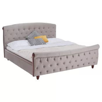   Ágy ágyráccsal, 180x200, szürkésbarna Taupe Velvet szövet, BARETO