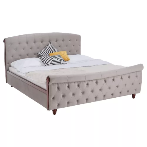 Ágy ágyráccsal, 180x200, szürkésbarna Taupe Velvet szövet, BARETO