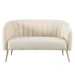 Design kétszemélyes kanapé, bézs Velvet szövet/gold króm-arany, BAGY