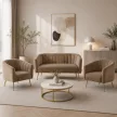 Design kétszemélyes kanapé, barna Velvet szövet/gold króm-arany, BAGY