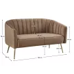 Design kétszemélyes kanapé, barna Velvet szövet/gold króm-arany, BAGY