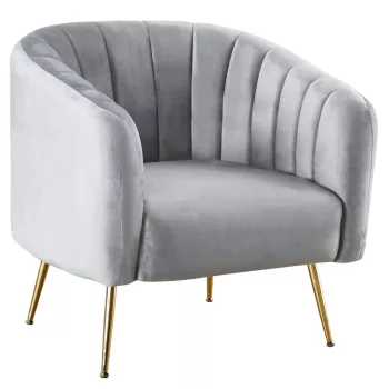 Design fotel, szürke Velvet szövet/gold króm-arany, BAGY