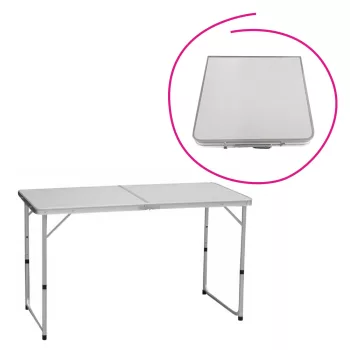   Összecsukható kempingasztal, 120 cm, alumínium/MDF, KEPI TYP 1