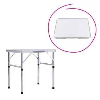   Összecsukható kempingasztal, 60 cm, alumínium/MDF, KEPI TYP 2