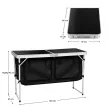 Összecsukható kempingasztal rendszerezővel, 120 cm, alumínium/MDF, KEPI TYP 3