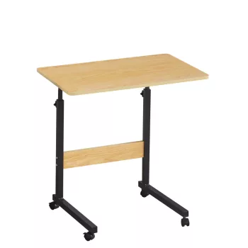 Állítható PC asztal kerekekkel, tölgy/fekete, JUSTUS