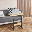 Állítható PC asztal kerekekkel, tölgy/fekete, JUSTUS