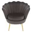 Art-deco stílusú fotel, szürkésbarna Velvet szövet/gold arany króm, NOBLEO