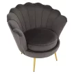 Art-deco stílusú fotel, szürkésbarna Velvet szövet/gold arany króm, NOBLEO