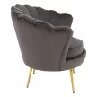 Art-deco stílusú fotel, szürkésbarna Velvet szövet/gold arany króm, NOBLEO