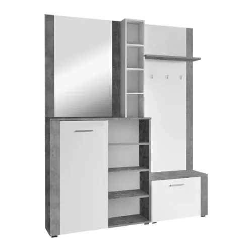 Előszobai készlet, fehér/ beton, FANDU
