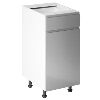   Alsószekrény, fehér/szürke extra magasfényű HG, AURORA D40S1